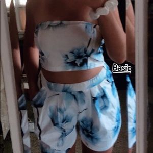 Blue floral two piece